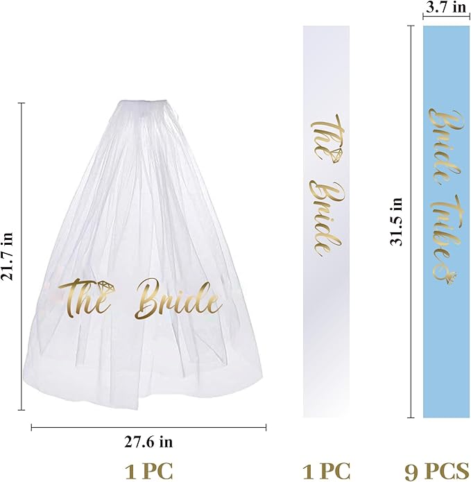 LADY&HOME Bachelorette Party Sash Set-Bride Bridesmaid Sashes for Bachelorette Party Decorations,Bridal Shower Gift,Light Blue