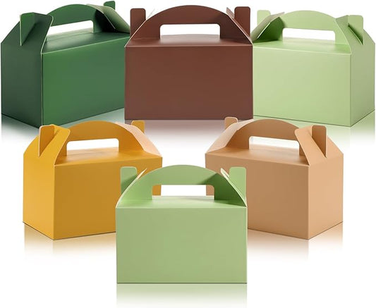 Skyygemm 24 Pcs Graduation Party Favor Gable Boxes Colorful Paper Treat Goodie Candy Cake Gift Box for Summer Birthday Wedding Party Decorations, 6 x 3.5 x 3.5 Inch(Jungle)