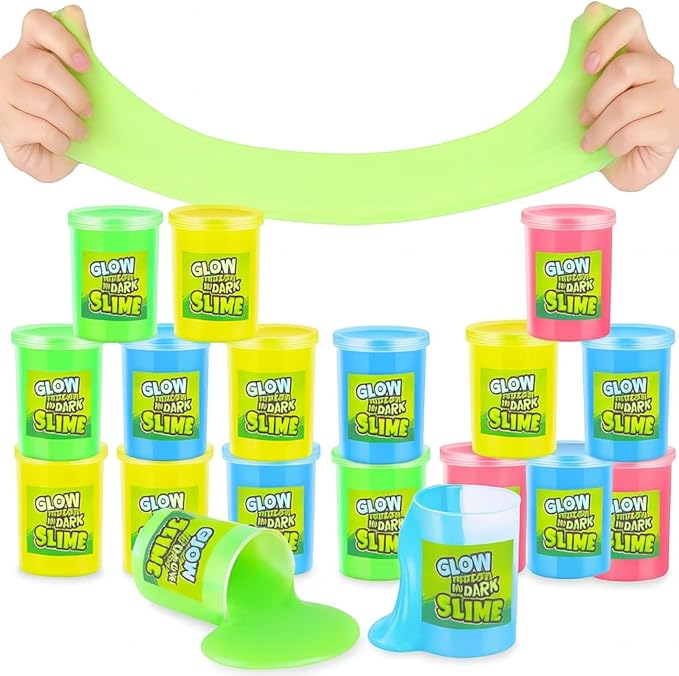 Playbees Glow in The Dark Slime – 12 Pack Neon Party Favors for Kids, Sensory Toy for Boys & Girls Ages 5+, Non-Toxic, Stretchy, Gooey Fun – Birthday, Halloween, Classroom & Treat Bags