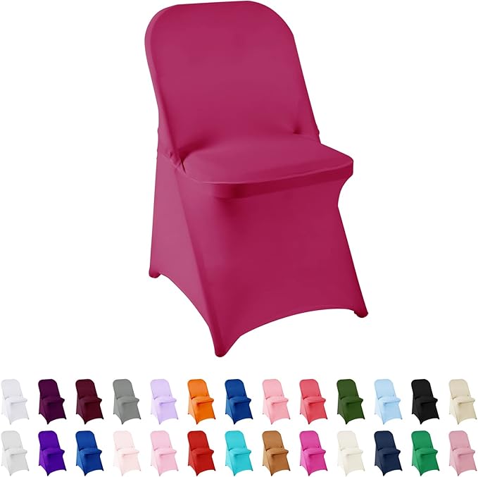 Spandex Chair Cover,25PCS,Living Room Folding Chair Covers,Removable Chair Covers Washable Protector Stretch Chair Cover for Party, Banquet,Wedding Event,Hotel(Fuchsia)