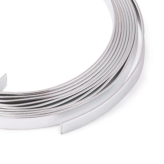 Fashewelry 5mm Aluminum Flat Bendable Craft Wire Silver 32.8Ft Nose Wire for Christmas Tree Decoration Face Masks Sculpture Resin Bezel Frame Jewelry Ring Making Wrapping Plant Bonsai