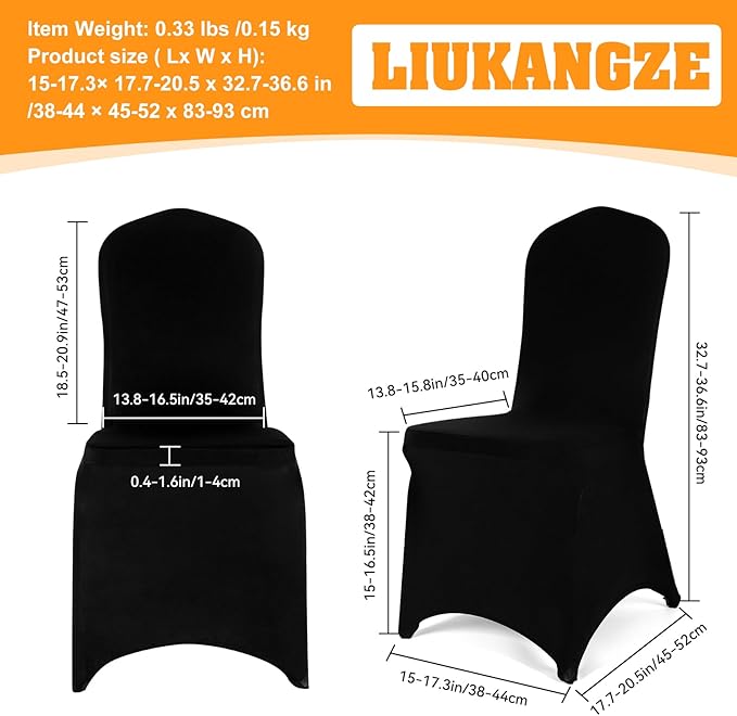 100 PCS Black Polyester Spandex Chair Covers - Stretch Slipcovers for Wedding, Party, Dining, Banquet - Flat-Front Chair Covers