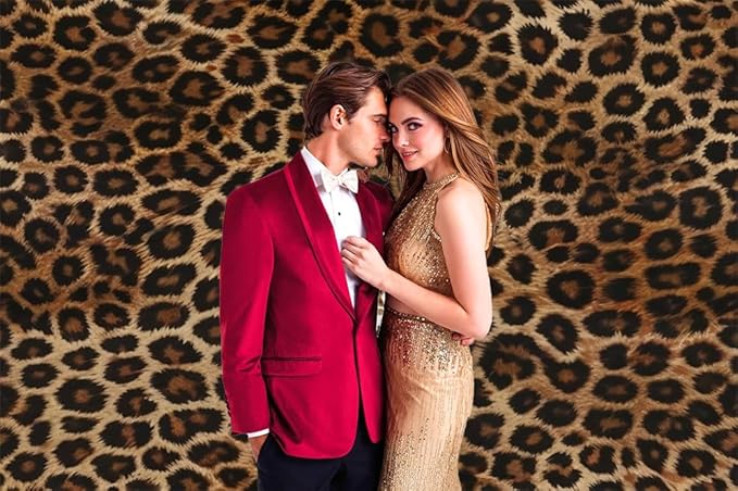 Valentines Leopard Backdrop Cheetah Brown Black Spots Prints Background Audlts Wild Theme Lady Bachelorette Birthday Baby Shower Wedding Decorations Photo Props 8x4ft Vinyl