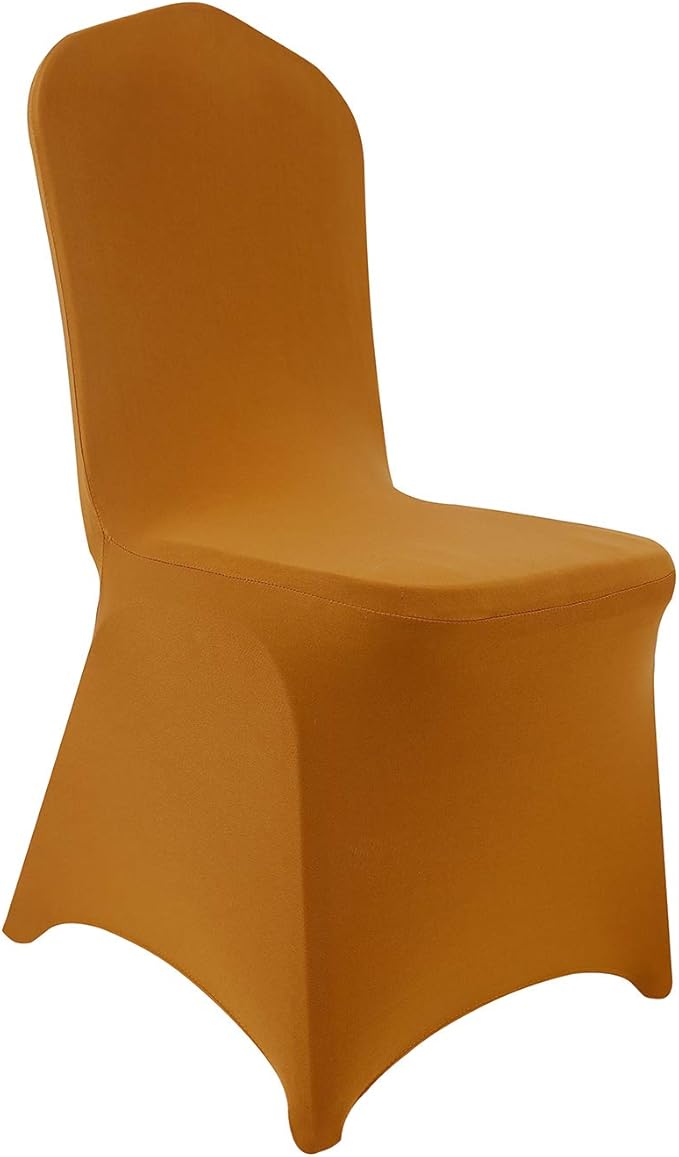 Peomeise Stretch Spandex Chair Cover for Wedding Party Dining Banquet Event (Gold, 25)