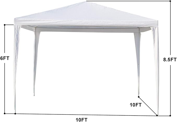 10x10 Canopy Tent, Portable Waterproof Outdoor Tent with 3 Removable Sidewalls, Party, Wedding, Camping & Backyard Shelter, White