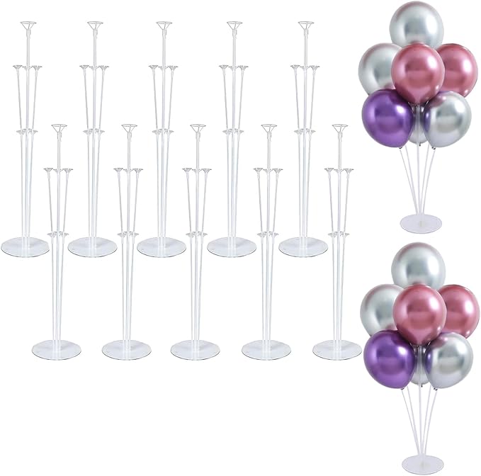 10 Sets Balloon Stand Kits, Balloon Sticks Holder with Base for Table Centerpiece Graduation Birthday Baby Shower Party Decorations