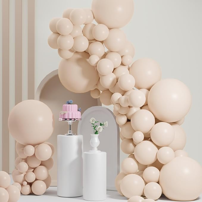 Double Stuffed Nude Balloons, Blush Nude Balloon Arch,18 12 10 5 Inch Double Stuffed Cream Peach Balloon Different Sizes for Neutral Baby Shower,Boho Party,Gender Reveal Party,Bridal Shower (Nude01)