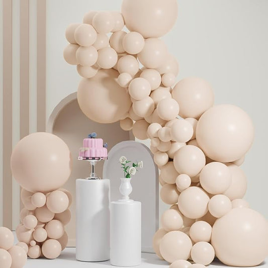 Double Stuffed Nude Balloons, Blush Nude Balloon Arch,18 12 10 5 Inch Double Stuffed Cream Peach Balloon Different Sizes for Neutral Baby Shower,Boho Party,Gender Reveal Party,Bridal Shower (Nude01)
