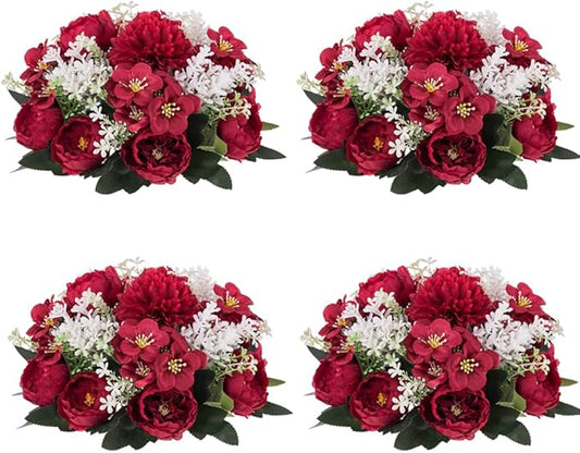 Flower Balls Centerpieces for Tables: 4 PCS Red Roses Flowers for Centerpieces Floral Arrangements Centerpiece for Wedding Party Celebration Home