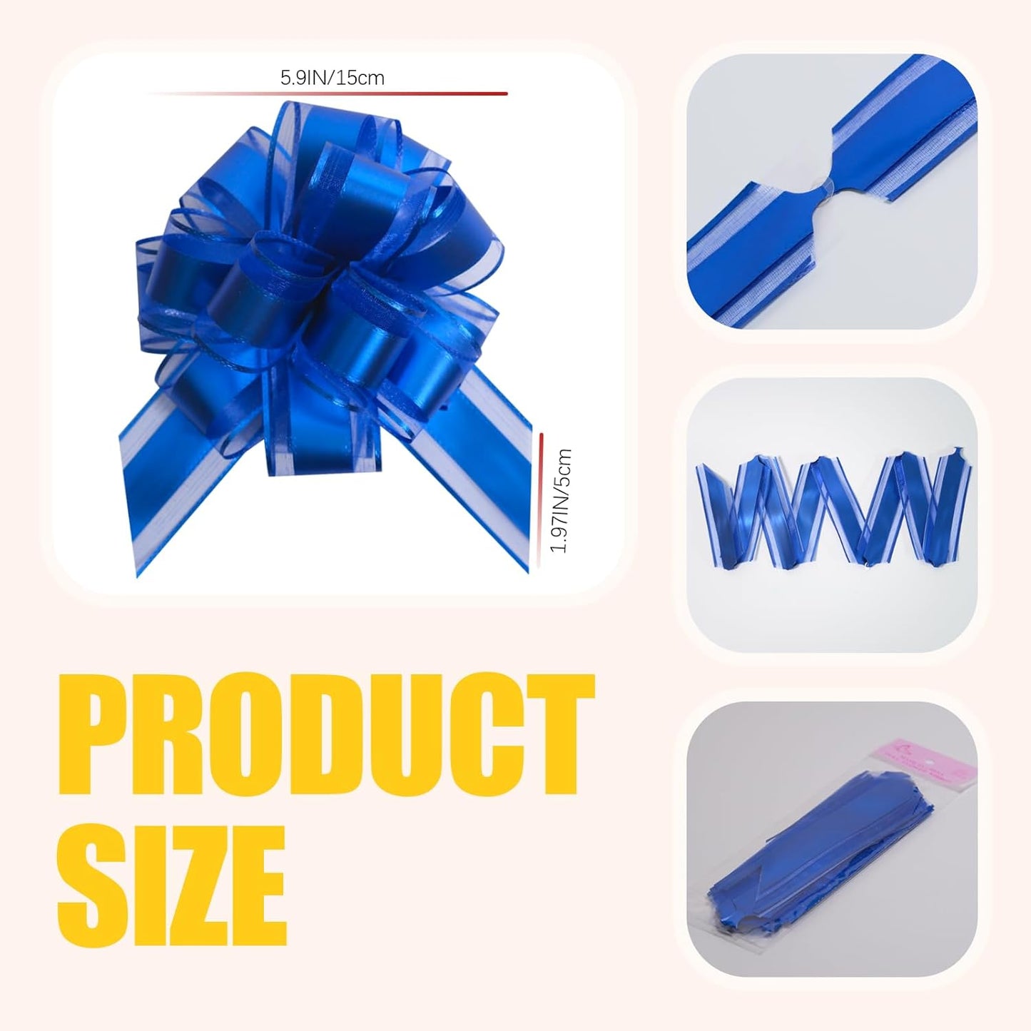 12 PCS 6 Inch Large Pull Organza Blue Bows - Perfect for Gift Wrapping, Wedding Decor, Car Bows, Birthday Parties, Christmas and Valentine's Day