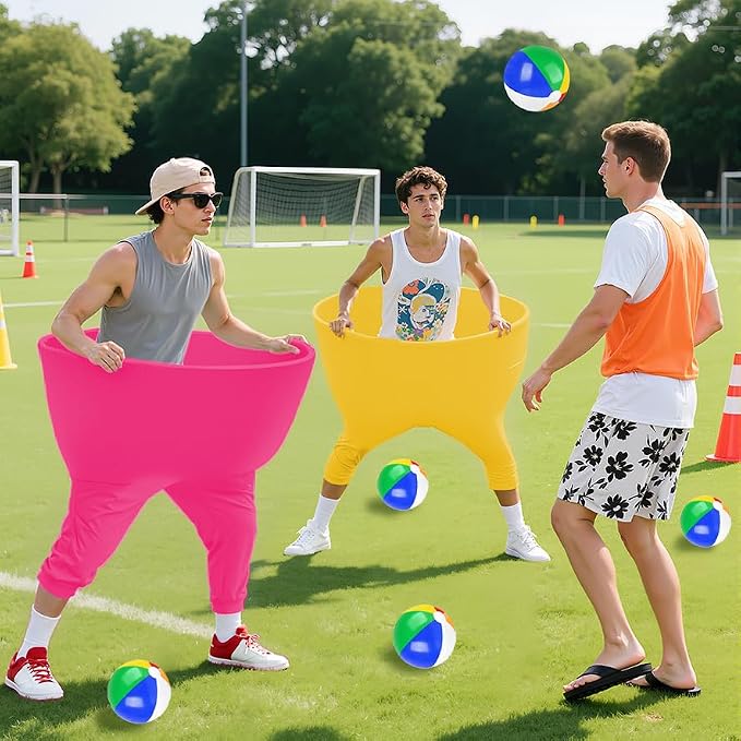 Granny Pants Yard Game for Adults and Family, Big Pants Ball Catch Game Set with 2 Giant Pants Fuchsia & Gold, 8 Balls & 1 Air Pump, Hilarious Outdoor Lawn Tossing Games for Backyard BBQ Party