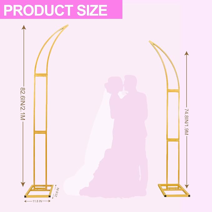 Curved Large Metal Arch Backdrop Stand, Set of 2 Wedding Arch Stand Flower Arch Stand Backdrop Arch Floral Wedding Arches for Ceremony Birthday Anniversary Valentine'S Day Decorations(6.9FT & 6.2FT)