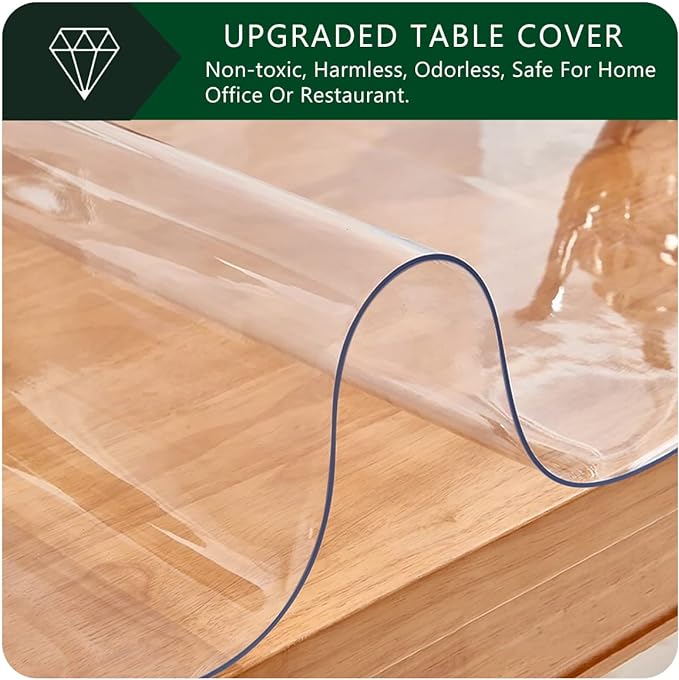 42x54 Inches Clear Plastic Dining Table Protector Wooden Marbel Glass Metal Furniture Surface Protection TV Bench Sofa Side Table Cloth Top Protection Waterproof Rectangular PVC Vinyl Desk Pad Mats