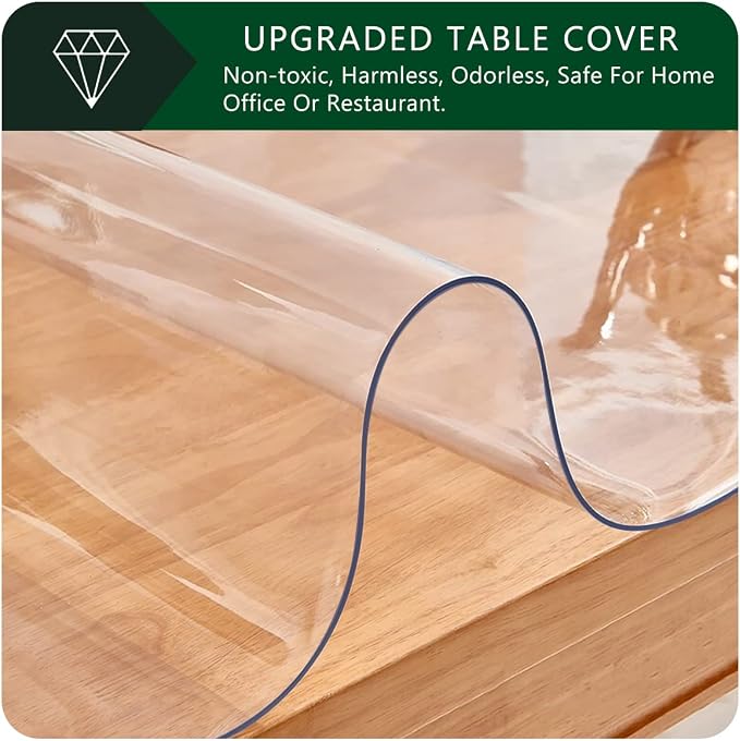 Crystal PVC Coffee Cloth 22x54 Inch Clear Table Cover Protector Rectangle Plastic Non-Slip Heat Resistant for Writing, TV, Dining, Painting Desk