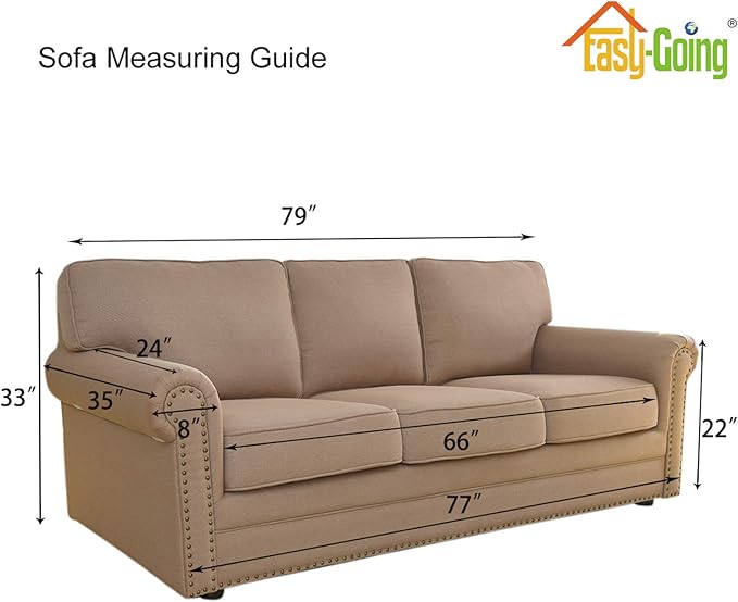 Easy-Going Stretch Sofa Slipcover 1-Piece Sofa Cover Furniture Protector Couch Soft with Elastic Bottom for Kids, Polyester Spandex Jacquard Fabric Small Checks (Sofa, Cream)