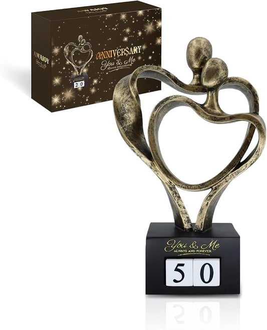 for Women Couple, 01-98 Years Bronze Couple Statue | Romantic Wedding Gifts for Couples, Abstract Resin Embracing Sculpture Home Decor for Shelf Bedroom