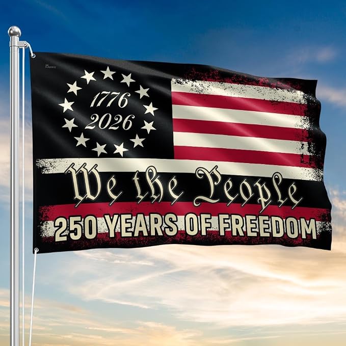 FLAGWIX 250 Years American Patriotic Grommet Flag - Polyester Double-sided Yard Flags For Outside, 3x5 ft - 250 Anniversary 4th of July Decorations for Home Yard Garden Decor Banner, Gifts for Men