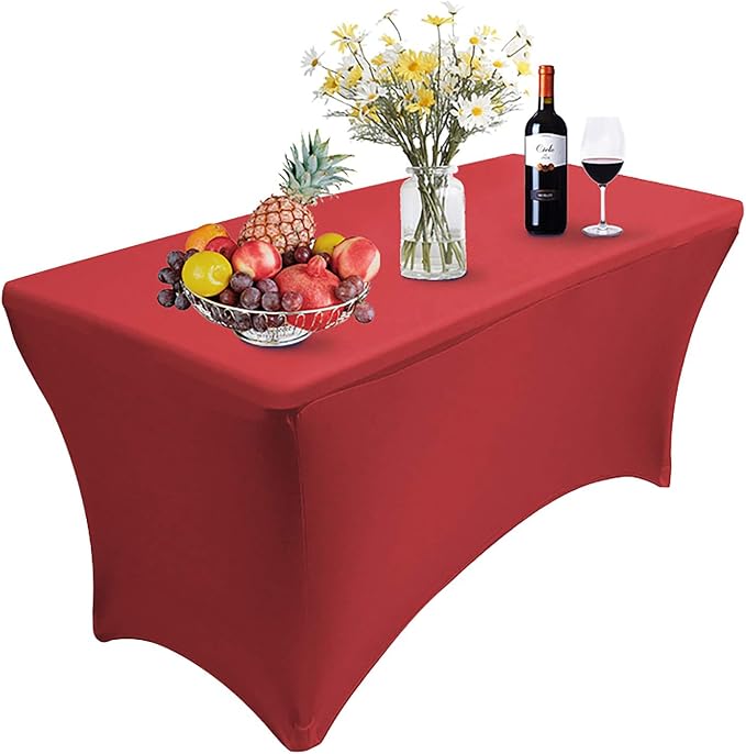 RELIANCER 1 Pack Stretch Spandex Table Covers for Rectangular Tables,6FT Elastic Fitted Tablecloth,Universal Rectangular Table Cloth Protector for Outdoor Party,Wedding,Bar,Birthday,Banquet,Events