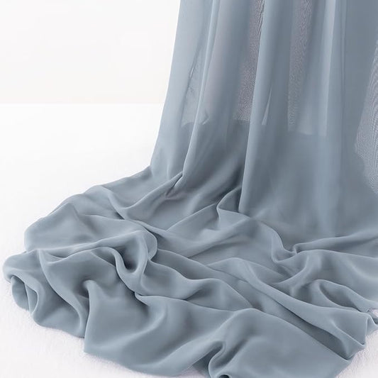 MLMW Chiffon Fabric Sheer Fabric by the Yard 10 Yards 60" Wide Gray Blue Wedding Arch Draping Fabric Sheer Material for Party Backdrop Curtain Arch Ceiling Decor