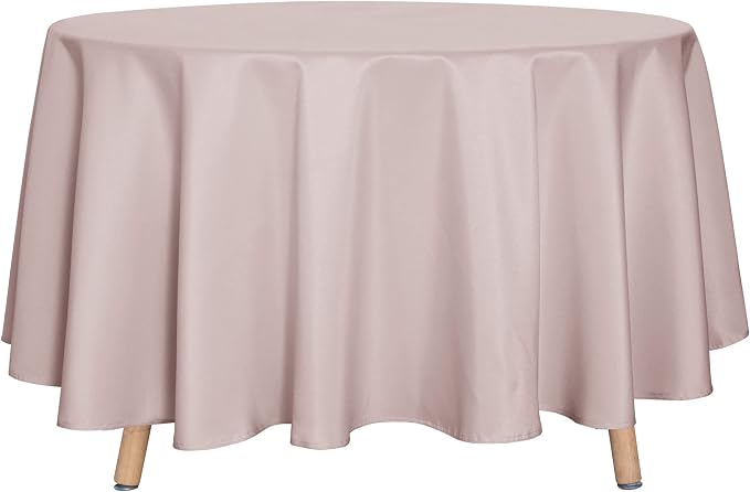 sancua Round Tablecloth - 90 Inch - Water Resistant Spill Proof Washable Polyester Table Cloth Decorative Fabric Table Cover for Dining Tables, Buffet Parties and Camping, Blush