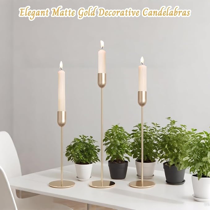 54 Pcs Glod Candle Holders Set,Vintage Taper & Pillar Candle Sticks for Wedding,Dining Table, Fireplace Mantel, Elegant Home Decor, Housewarming Gift, Festive Centerpiece