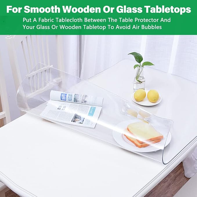 Table Cloth Waterproof Desk Top Glass Protector Clear Protective Mat Transparent Plastic Tablecloth Tabletop Protector PVC Vinyl Tablecloth Plastic Carpet Protector 36X120 Inch 1.5mm Thick