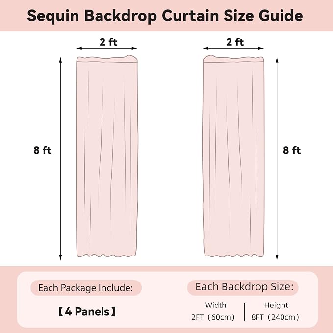 Sugargirl White Iridescent Sequin Backdrop Curtain 4 Panels 2FTx8FT Glitter White Iridescent Background Drapes Sparkle Photography Backdrop for Party Wedding Birthday Wall Decoration