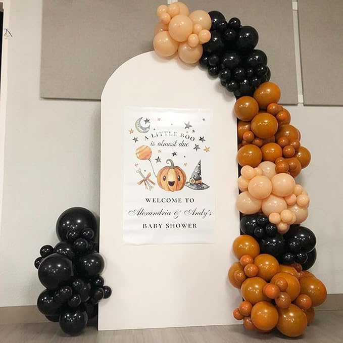 Burnt Orange Balloon Garland Arch Kit, Double Stuffed Burnt Orange and Black Balloons for Fall Thanksgiving Autumn Boho Baby Shower Birthday Party Decorations