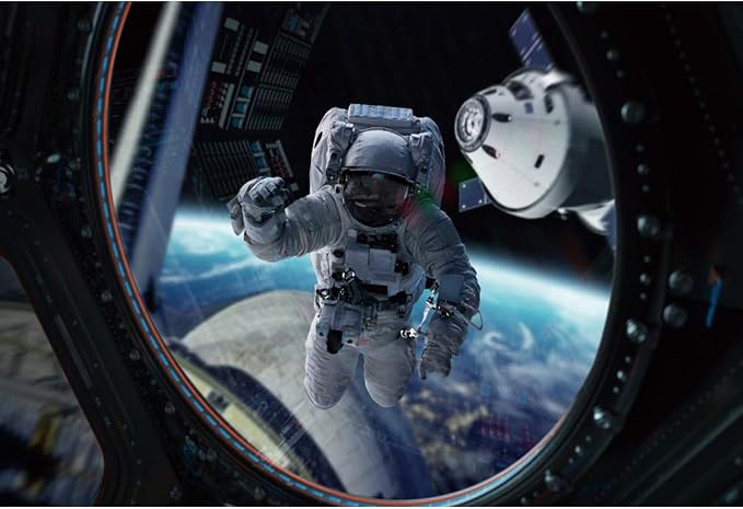 Leyiyi 5x4ft Astronaut Working Backdrop Planetarium Banner Space Station Universe Explore Shuttle Spacecraft Asteroid Travel Photo Background Kids Adventure Portrait Shoot Studio Vinyl Prop Wallpaper