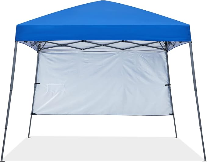 ABCCANOPY Outdoor Pop Up Canopy10x10 Beach Camping Canopy with 1 Sun Wall, Bonus Backpack Bag, Stakes and Ropes, Royal Blue