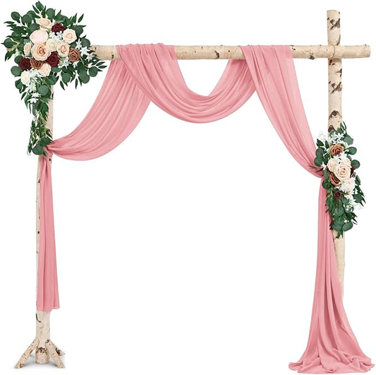 Wedding Arch Draping Fabric,1 Panel 28" x18ft Dusty Rose Wedding Arch Drapes for Ceremony Sheer Chiffon Fabric Drapes Arbor Drapery Decorations for Reception Party