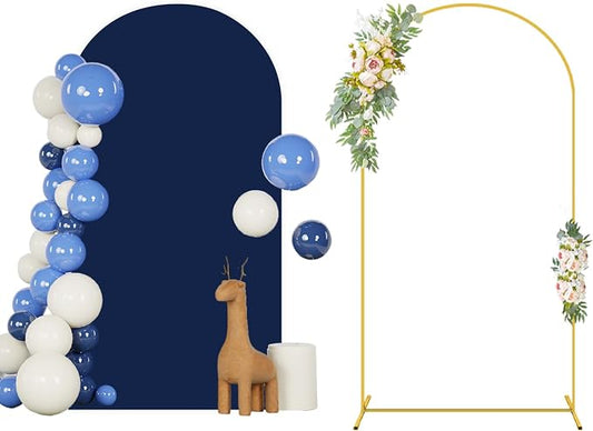 FANPROMS Arch Backdrop Stand and Cover Set 7.2FT Navy Blue Arch Cover Backdrop Fabric for Metal Arched Stands Decor Balloon Arched Stand with Spandex Covers Stretchy Backdrops for Baby Shower Decor