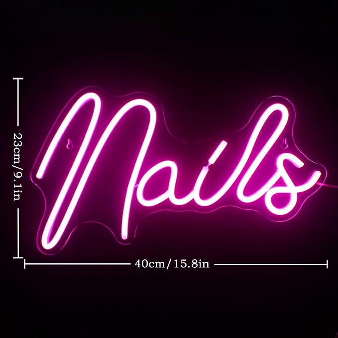Nails Neon Sign Led Pink Neon Light Up Signs for Wall Decor Usb Neon Lights for Nail Salon Beauty Room Decor Indoor Outdoor Lights for Bedroom Shop Room