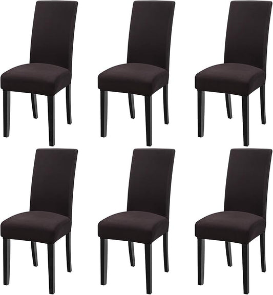Fuloon 6 Pack Super Fit Stretch Removable Washable Short Dining Chair Protector Cover Seat Slipcover for Hotel, Dining Room, Ceremony, Banquet Wedding Party