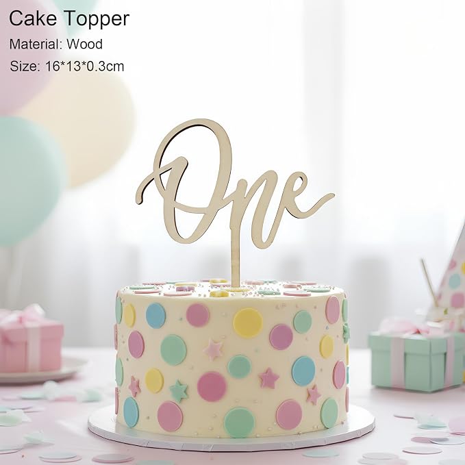 First Birthday Decorations for Girl - Complete Party Set with High Chair Banner, Party Hat, Number 1 Balloon, One Cake Topper, Latex Balloons & Birthday Banner(Pastel)