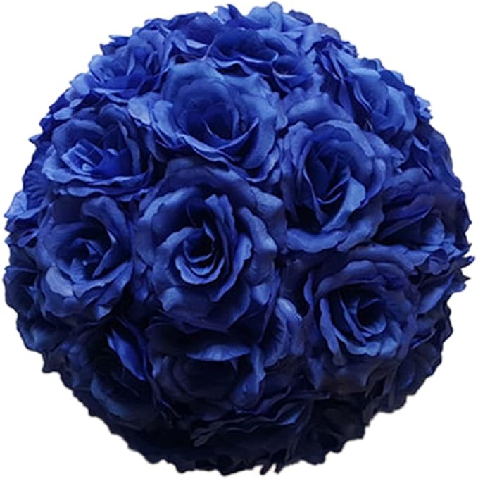 HomeABC 10 Inch Artificial Romantic Rose Flower Ball for Home Outdoor Wedding Party Centerpieces Decorations 5 Pack, Blue