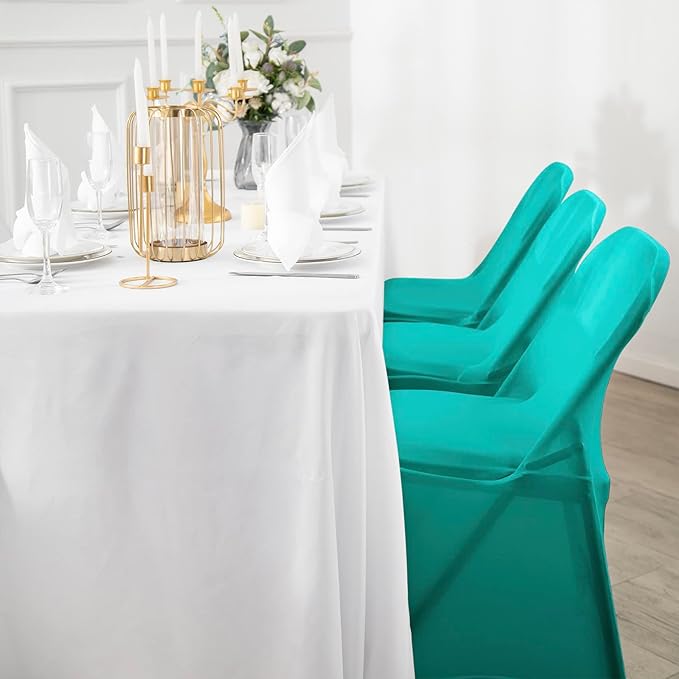 Spandex Chair Cover,12PCS,Living Room Folding Chair Covers,Removable Chair Covers Washable Protector Stretch Chair Cover for Party, Banquet,Wedding Event,Hotel(Turquoise)