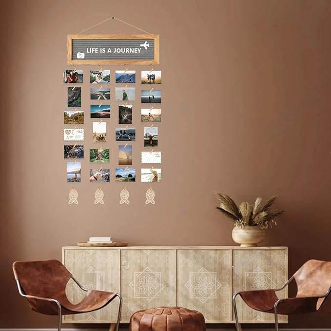 CJIAWYS Collage Picture Frames for Wall, Birthday Gifts for Mom Women Teenage Girls, Polaroid Picture Display Felt Letter Board with 270 Letters and 30 Clips, Unique DIY Mothers Day Gifts