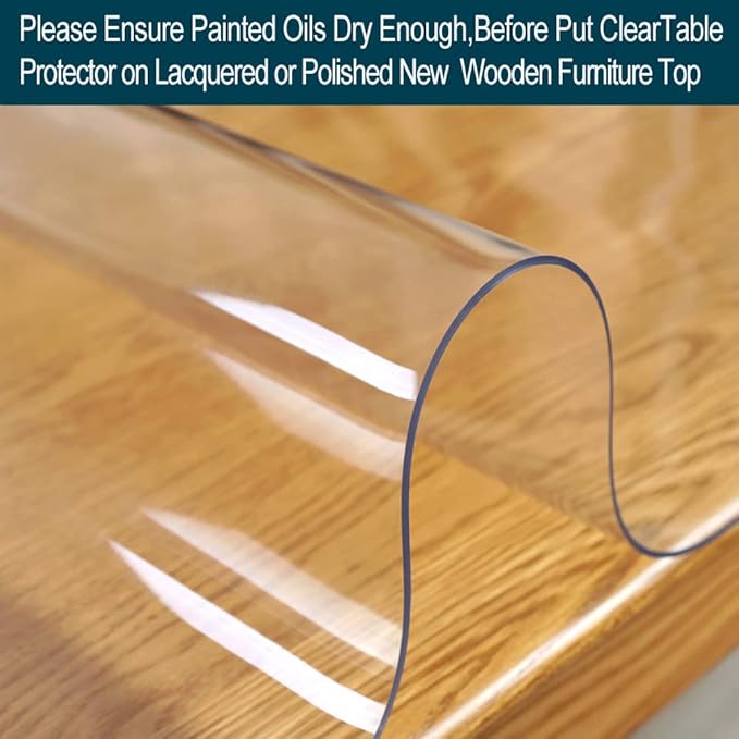 Wadrac Multisize Small PVC Clear Table Cover Top Protector-12x46 inch Heat Resistant Anti Scratch Plastic Cloths Rectangular Vinyl Non-Slip Desk Pad for Dresser Cover Top Coffee Table/Writing Desk