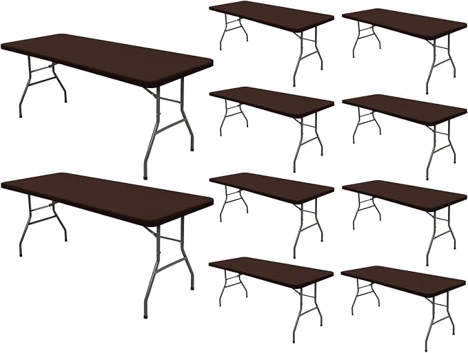10 Pack Picnic Table Cover Fitted 6 Foot Tablecloth for Rectangle Table Elastic Waterproof Stretch Washable Patio Folding Outdoor Spandex Tablecloth for Camping Banquet and Parties (Coffee 30" x 72")