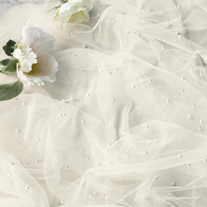 Artoid Mode 10PCS Pearl Beige Gauze Table Runner 120 Inch 10FT, Seasonal Sheer Dining Holiday Wedding Birthday Baby Shower Table Decor for Home Party