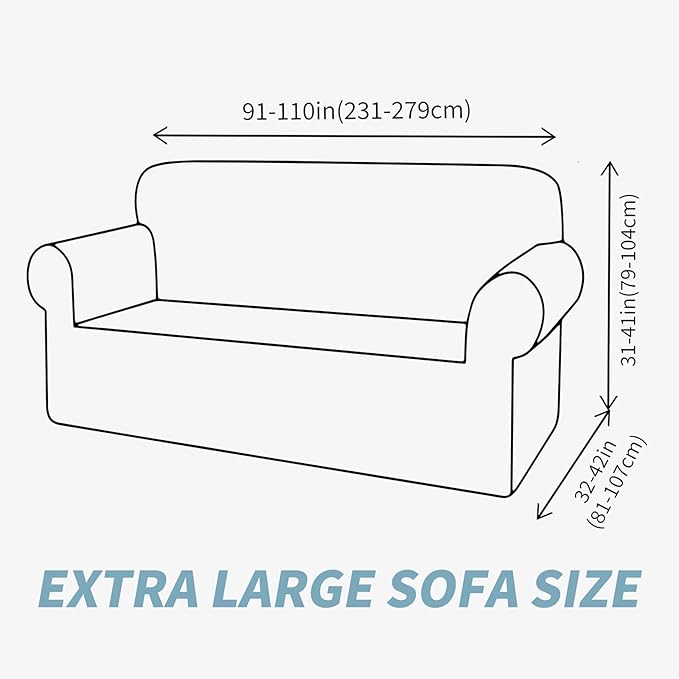 JIVINER High Stretch Couch Covers for 3 Cushion Couch 1-Piece Extra Large Sofa Covers with Elastic Bottom Anti Slip Elastic Sofa Slipcover Furniture Protector for Pets (Navy Blue, XL Sofa)