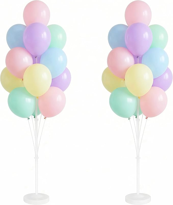 Pastel Balloon Column Kit Set of 2-Balloon Column Kit for Floor,Tower with Stand,Base,Pole&Backdrop Multicolor Macaron Decoration for Bridal Wedding,Baby Shower,Birthday or Bachelorette Party