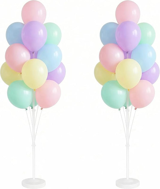 Pastel Balloon Column Kit Set of 2-Balloon Column Kit for Floor,Tower with Stand,Base,Pole&Backdrop Multicolor Macaron Decoration for Bridal Wedding,Baby Shower,Birthday or Bachelorette Party