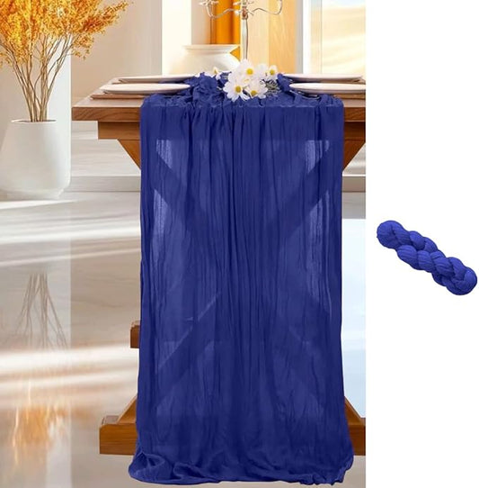 Cheesecloth Table Runner | Boho Fabric Cheese Cloth Table Runner Rustic Sheer Table Runners for Wedding, Bridal Shower, Birthday Party Décor(Royal Blue,Pack of 1)