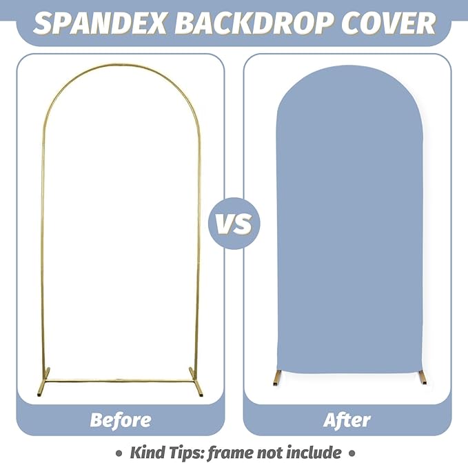 MODFUNS Wedding Arch Cover 2.6x6ft Dusty Blue Arch Backdrop Cover Spandex Arch Stand Covers Stretchy Arched Backdrop Covers for Wedding Ceremony Birthday Party Banquet Decoration