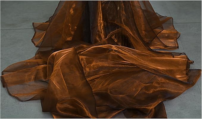 MDS Pack of 60 Yard Sheer Organza Fabric for Wedding Party Home Event Banquet Decorations, Backdrop Curtain Craft Dress Sewing Fashion DIY Crystal Organza Tulle Fabric Bolt 44” Wide - Bronze