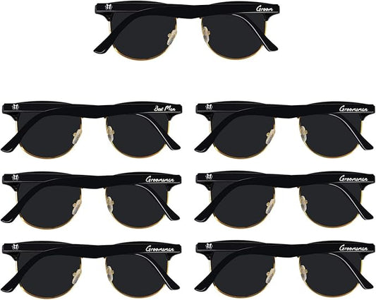 LADY&HOME Bachelor Party 7pcs Wedding Sunglasses for Groom, Best Man, Groomsmen Gifts Wedding Favor