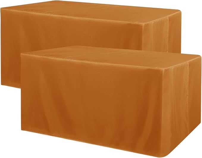 Obstal 2 Pack 4ft Tablecloths for Rectangle Tables - Water Resistant Washable Fabric Polyester Rectangle Table Cover Protector for Wedding, Banquet and Trade Shows, 48" L x 24" W x 30" H, Bronze