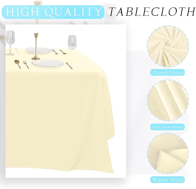 10 Pack Beige Tablecloth 60x102 inch Polyester Fabric Tablecloths for 6 Foot Rectangle Tables Wrinkle Resistant Tablecloth Washable Table Covers for Party Wedding Events and Camping